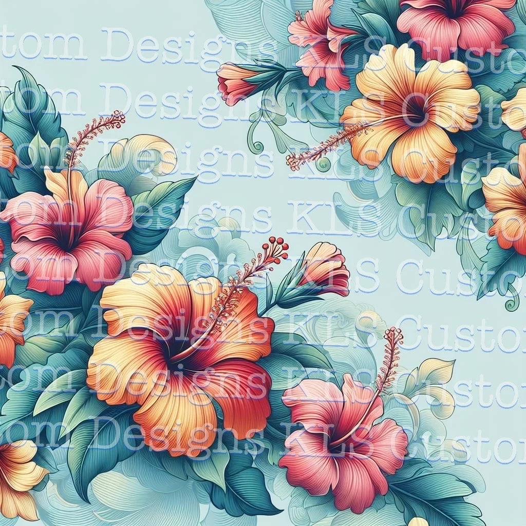 Blue Hibiscus 20 Oz Skinny Permanent Vinyl