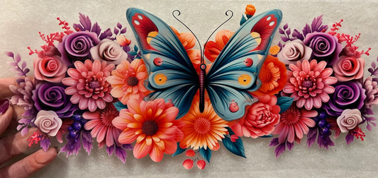 2B 40 Ounce Butterfly Floral UV DTF Wrap