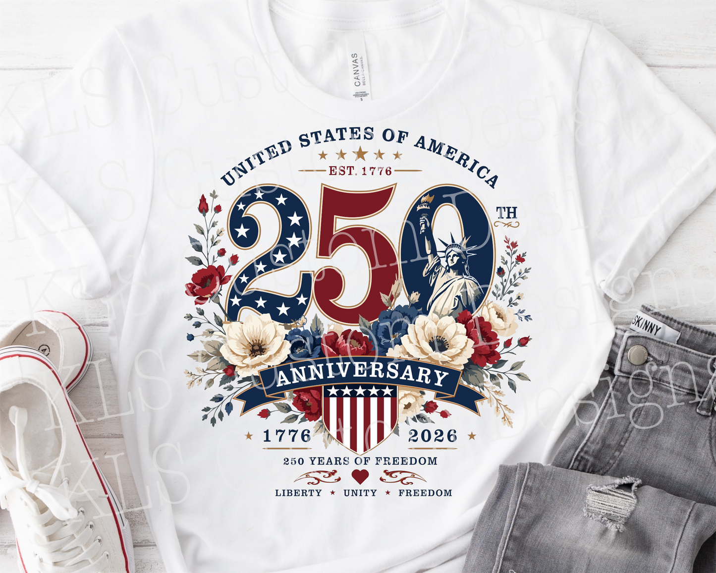 250th Anniversary Floral Ready To Press DTF Print