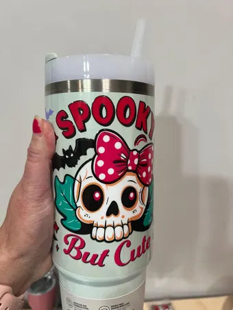 12B 30 Ounce Stanley Spooky But Cute Skull UV DTF Wrap