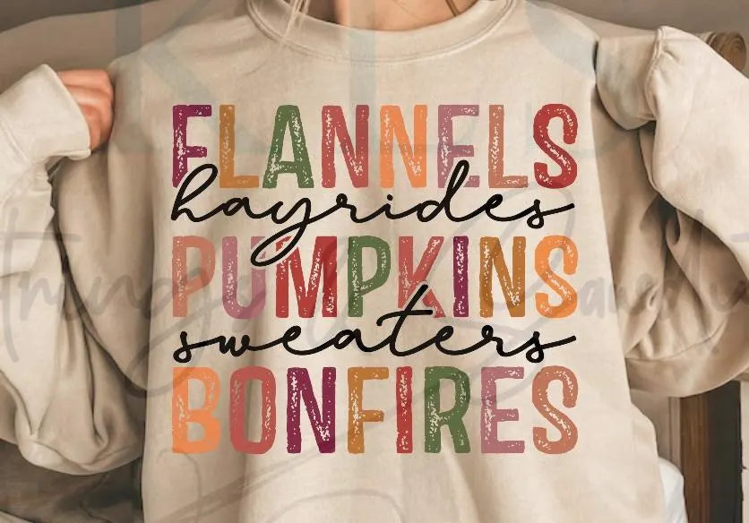 Flannels Pumpkins Bonfires Ready To Press DTF Print