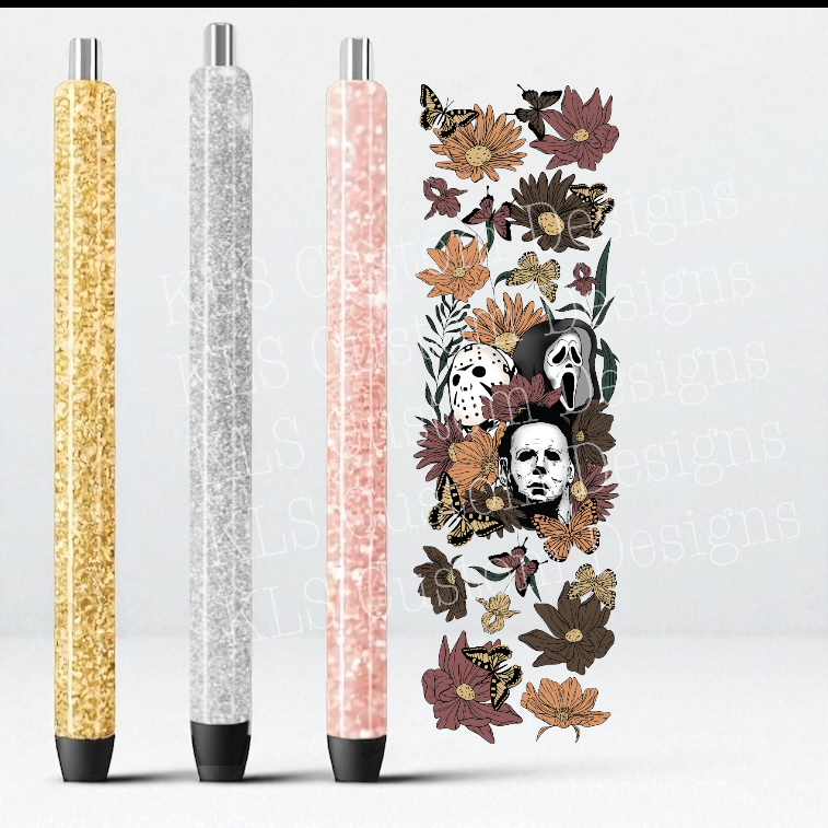 5P Horror Butterfly Floral Halloween UV DTF Pen Wrap
