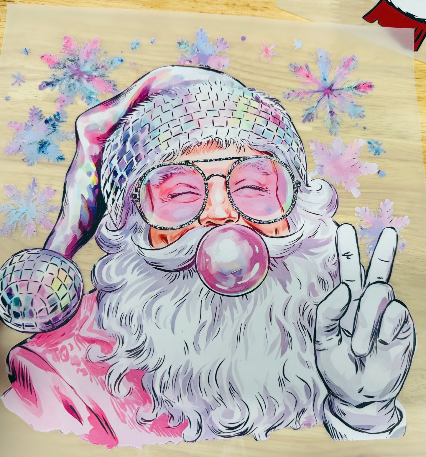 Bubblegum Sparkle Santa Ready To Press DTF Print