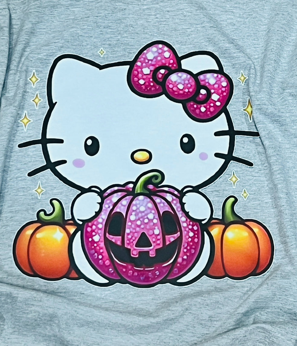 Halloween Kitty Pink Glitter Like Pumpkin