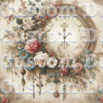 Shabby Chic Floral Clock 20 Oz Skinny Permanent Vinyl