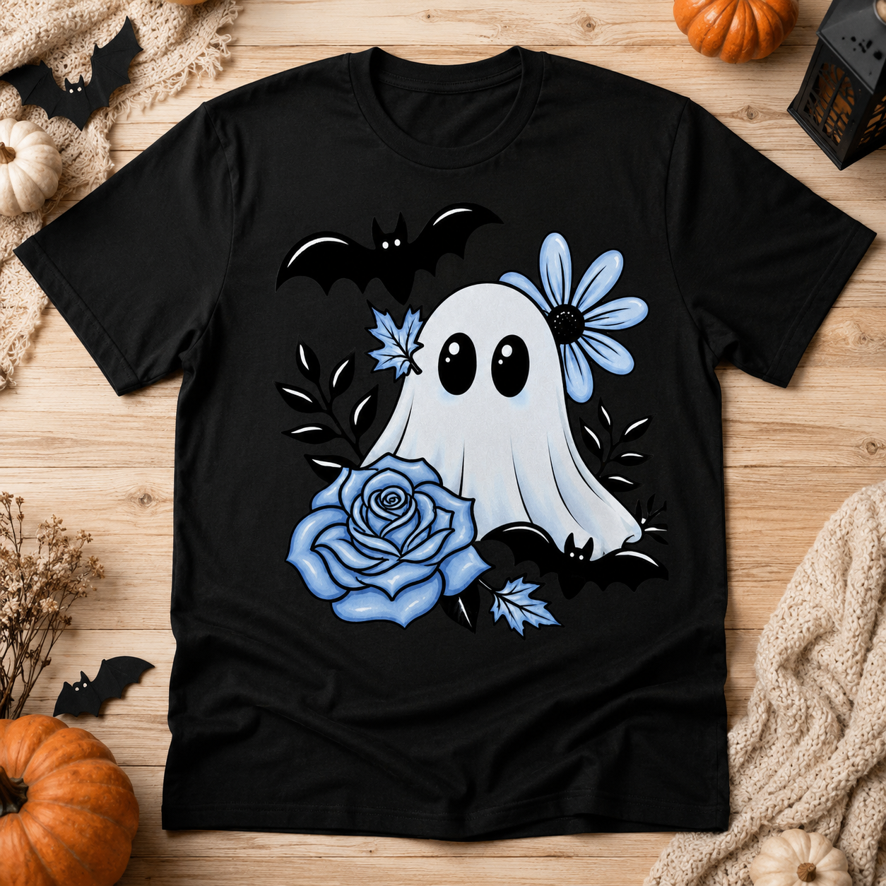 Ghost Roses w/ Bats Ready To Press DTF Print