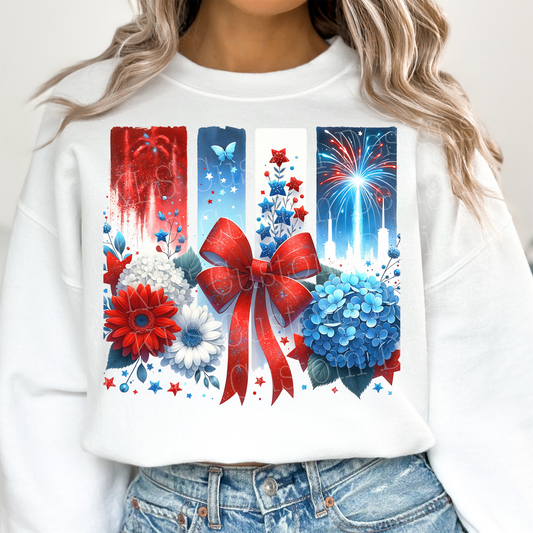 Red White Blue Coquette Bow Ready To Press DTF Print