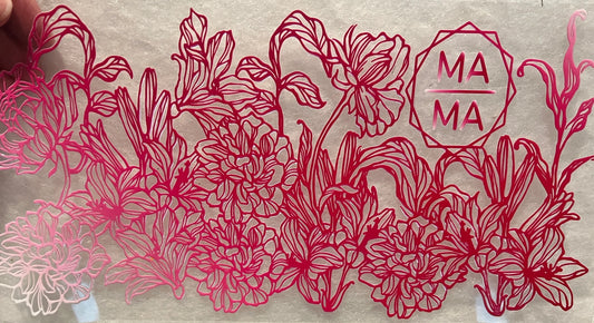 11B 40 Ounce Mama Pink Intricate Floral UV DTF Wrap