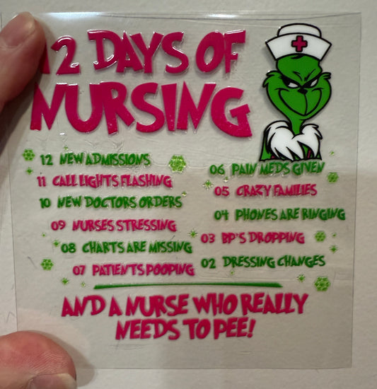 21P 12 Days Of Nursing 4” Tall Decal