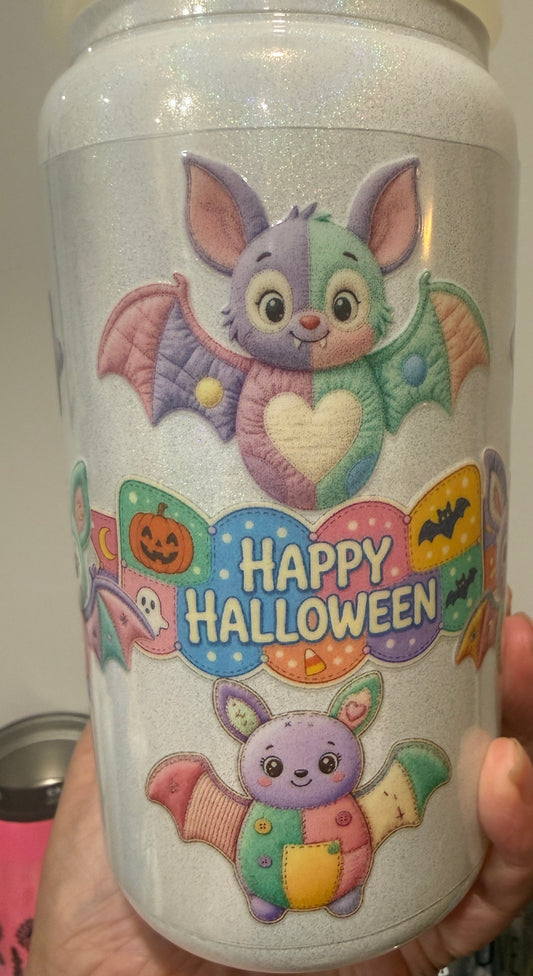 Y3 Pastel Happy Halloween Patchwork Bats UV DTF Wrap