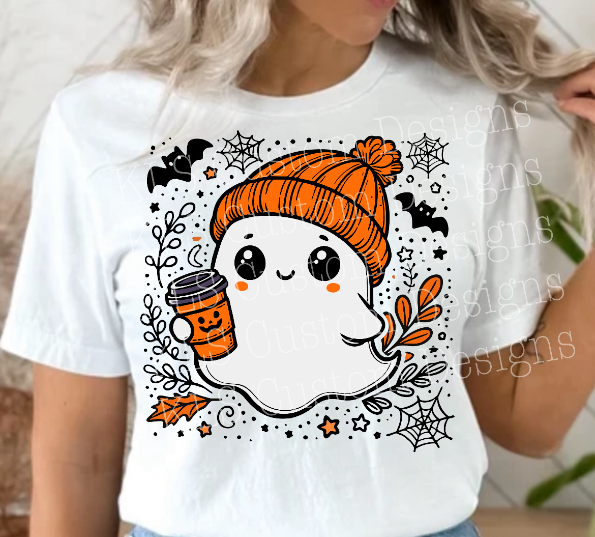 Cute Ghost Coffee Ready To Press DTF Print