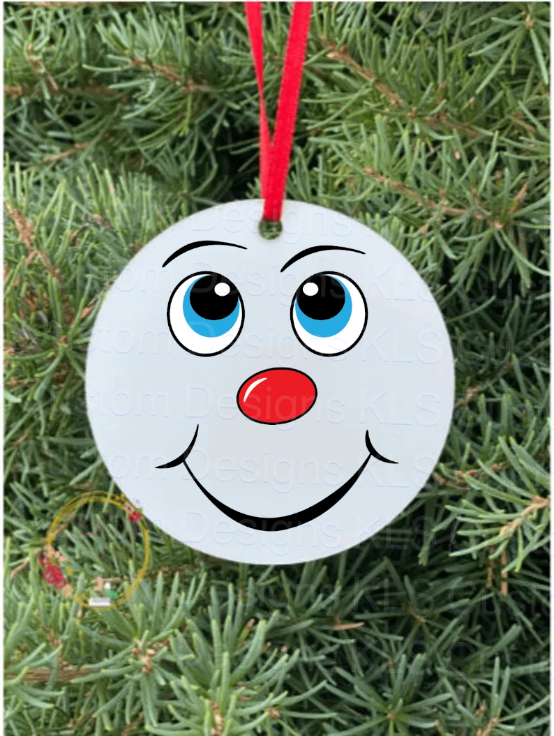 Ornament/Mini Snowman Face Button Nose 2” Decal