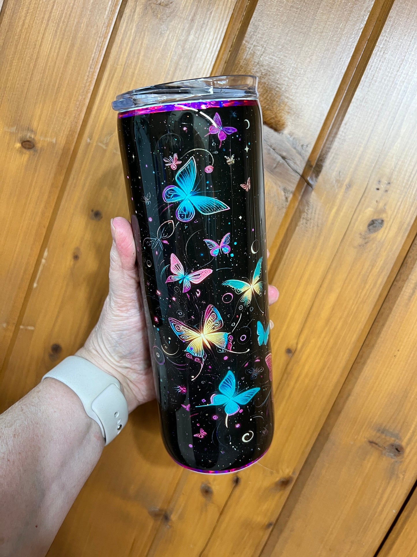 Neon Butterflies 20 Oz Skinny Permanent Vinyl