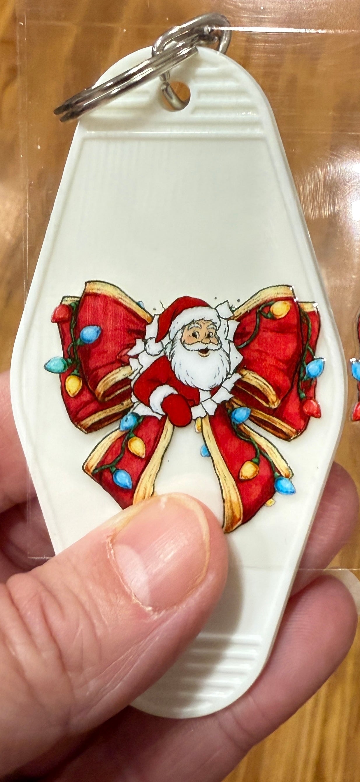 Keychain Santa Coquette Bow Front And Back Set UV DTF Decal