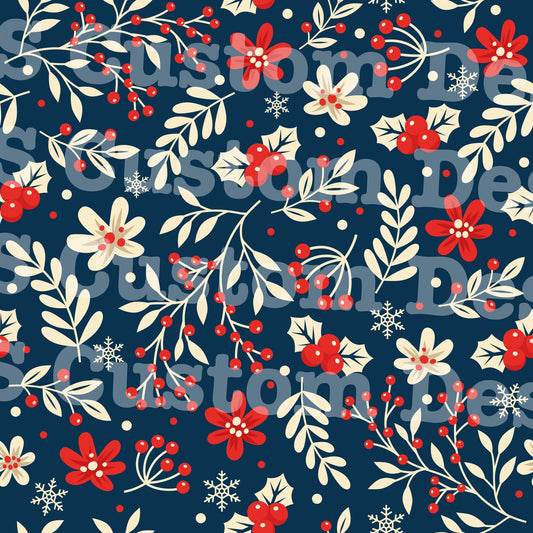 Navy Red Holly Bush 20 Oz Skinny Permanent Vinyl