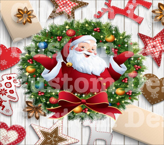 Santa Christmas Wreath 20 Oz Skinny Permanent Vinyl