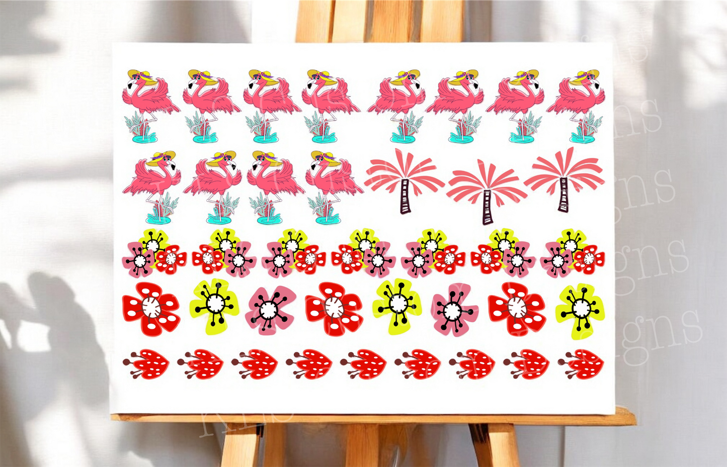 21B Flamingo Summer Clip Sheet - This sheet is intended to be cut up and placed using your own creative style.