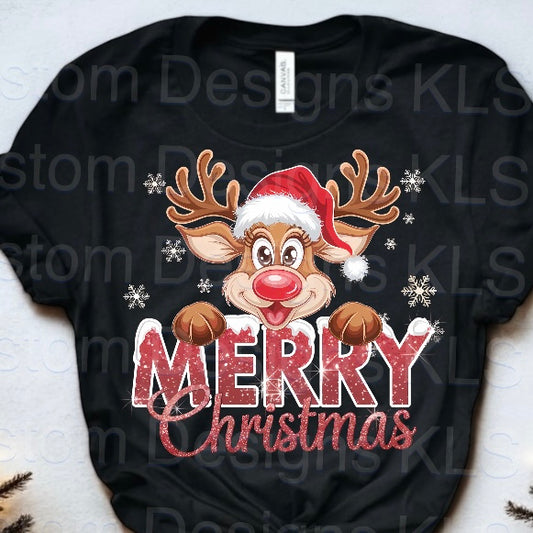 Merry Christmas Reindeer Ready To Press DTF Print