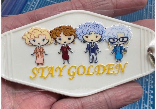 Keychain Stay Golden UV DTF Decal