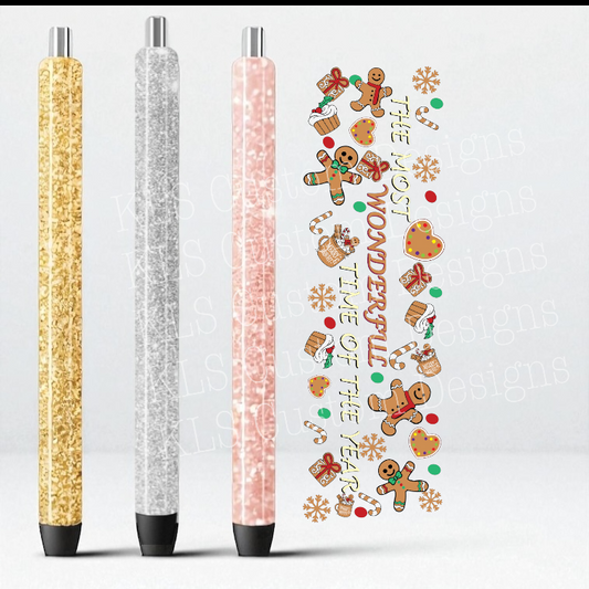 12B Most Wonderful Time Of The Year Gingerbread UV DTF Pen Wrap