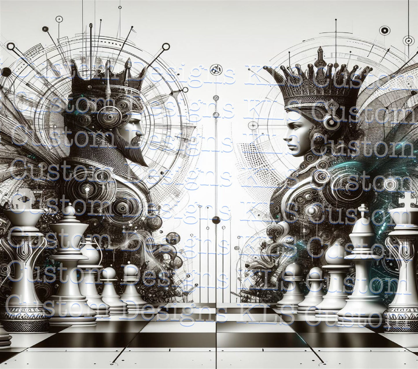 Queen Queen Face Off Chess 20 Oz Skinny Permanent Vinyl