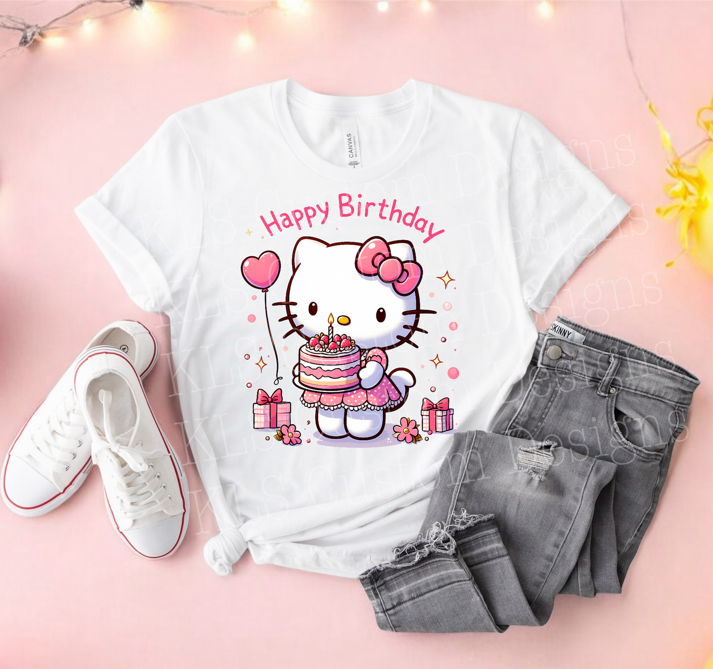 Birthday Kitty Ready To Press DTF Print