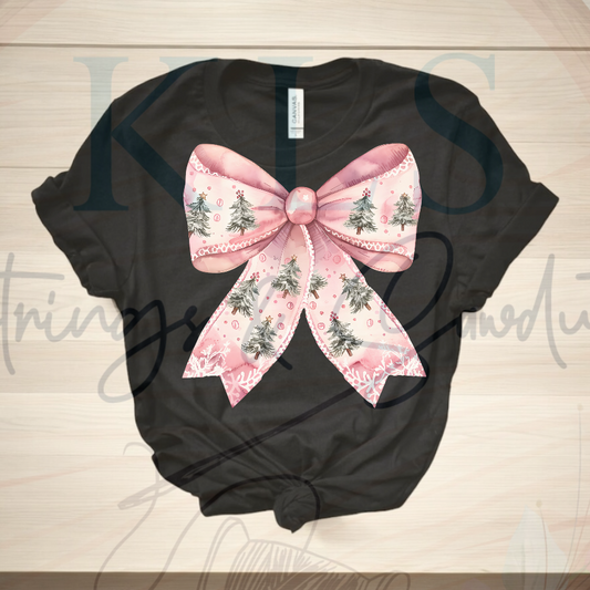 Pink Christmas Coquette Bow Ready To Press DTF Print