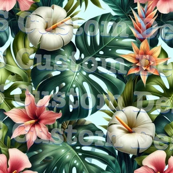 Tropical Floral Monstera 20 Oz Skinny Permanent Vinyl