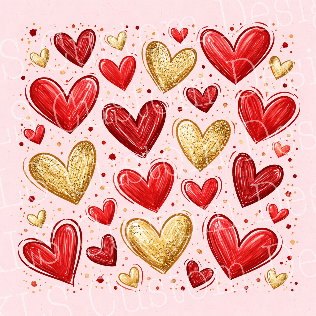 Faux Glitter Hearts 20 Oz Skinny Permanent Vinyl