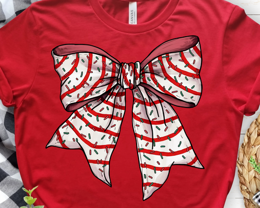 Christmas Tree Cake Coquette Bow DTF Ready To Press