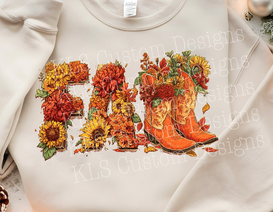 Fall Western Boots Ready To Press DTF Print