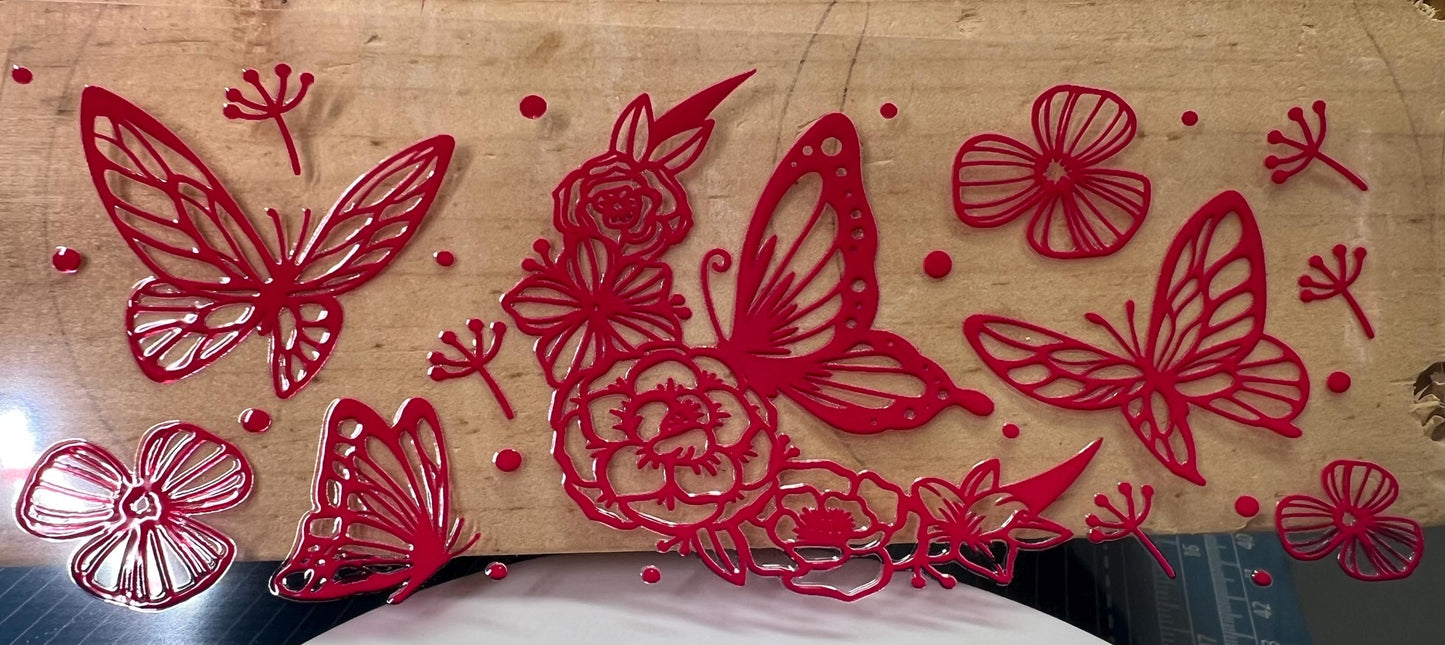 Shot Glass Butterfly UV DTF Wrap