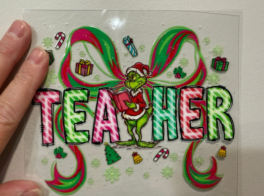 21P Teacher Christmas Bow 4” Tall Decal