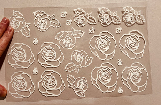 17B Multiple Size Roses Bee Ladybug Clip Sheet - This sheet is intended to be cut up and placed using your own creative style