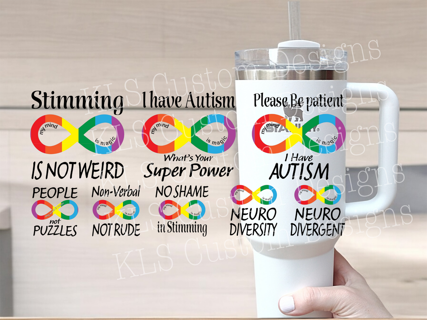 1Y 40 OZ Autism Awareness UV DTF Wrap