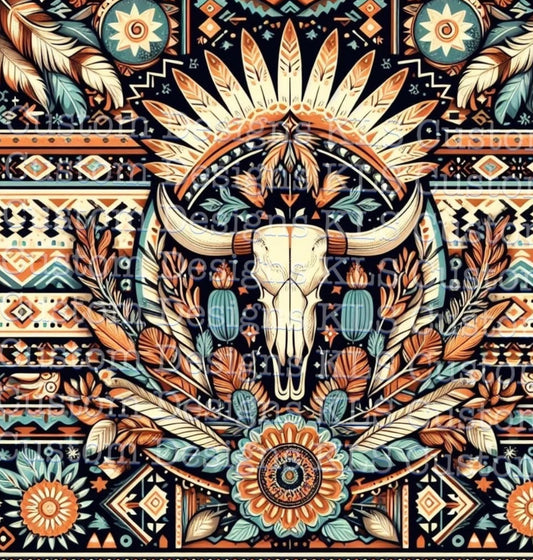 Southwestern Cow Head 20 Oz Skinny Permanent Vinyl