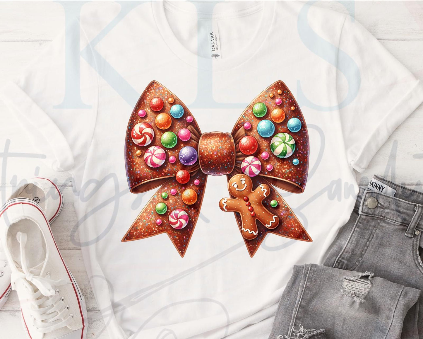 Gumdrop Gingerbread Coquette Bow Ready To Press DTF Print