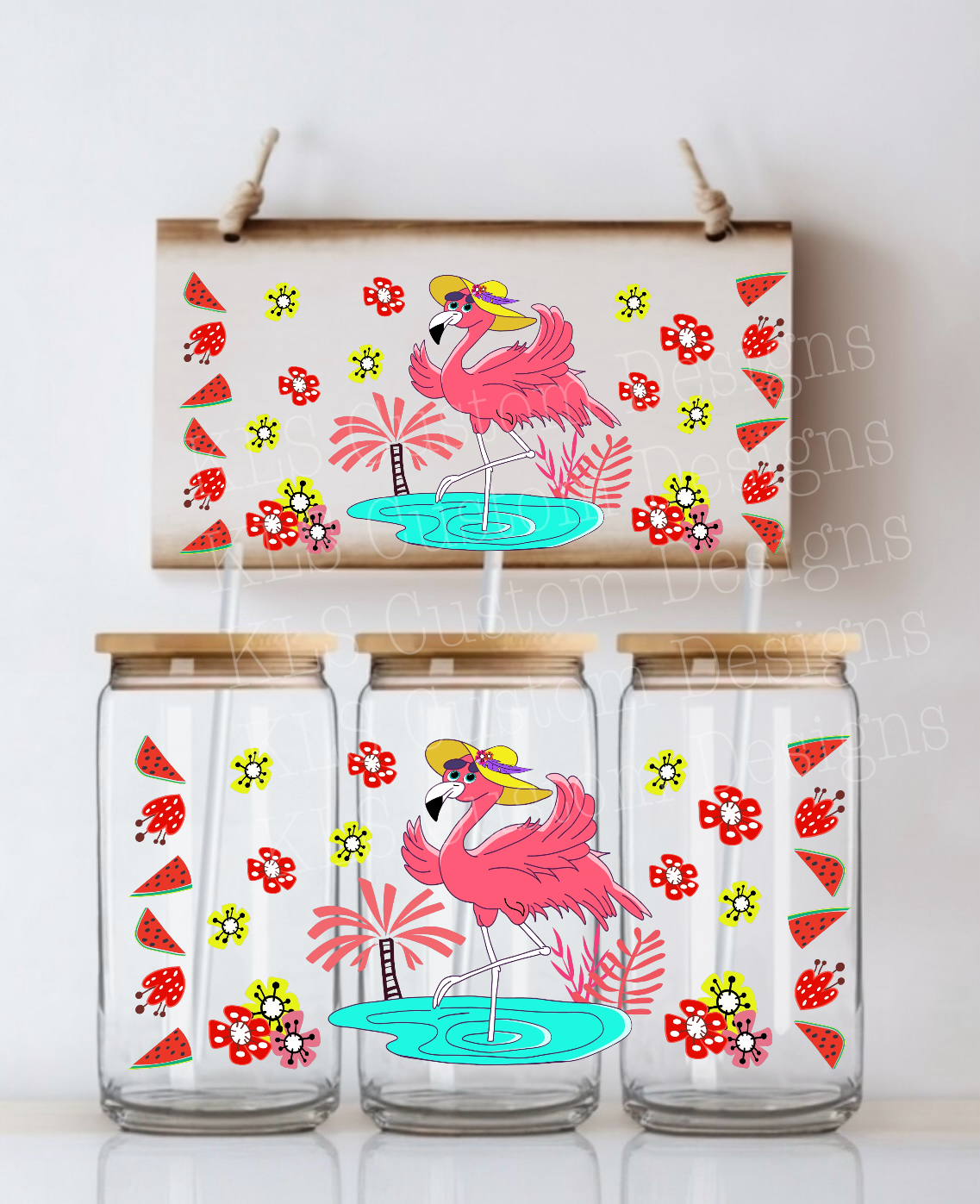 Y1 Flamingo Summer UV DTF Wrap