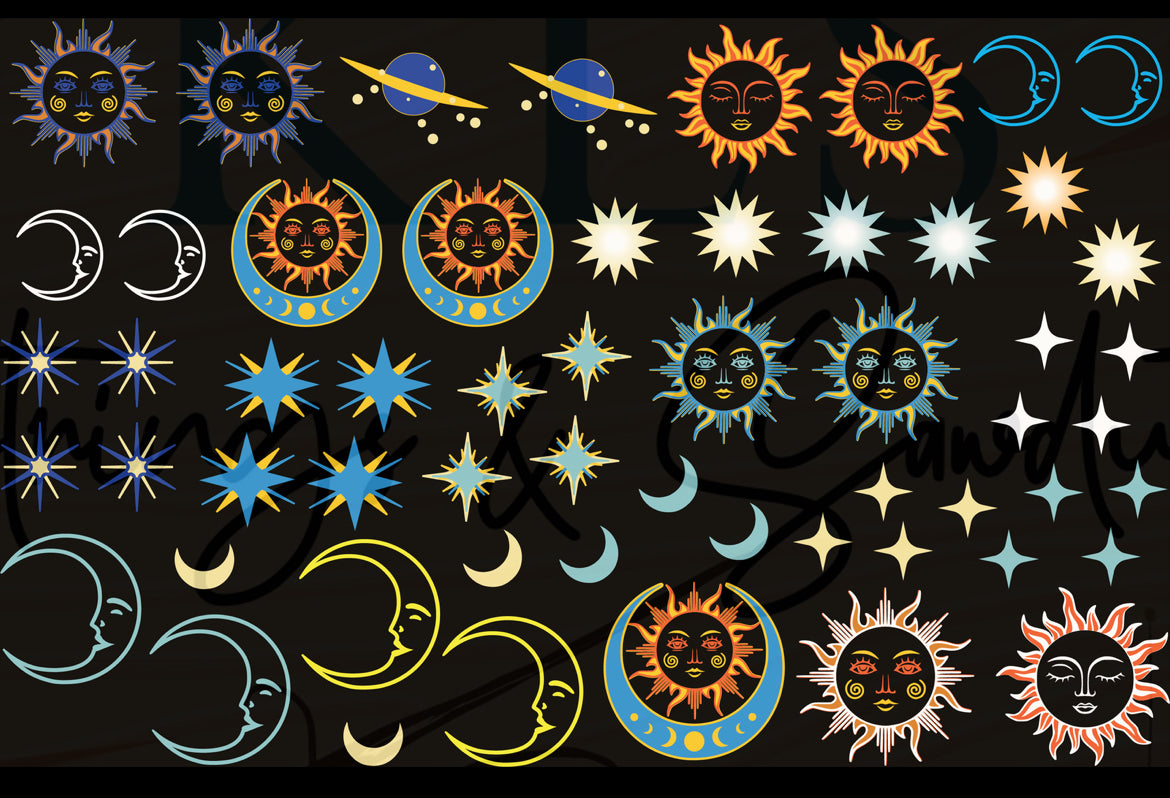 15B Celestial Clip Sheet - This sheet is intended to be cut up and placed using your own creative style.