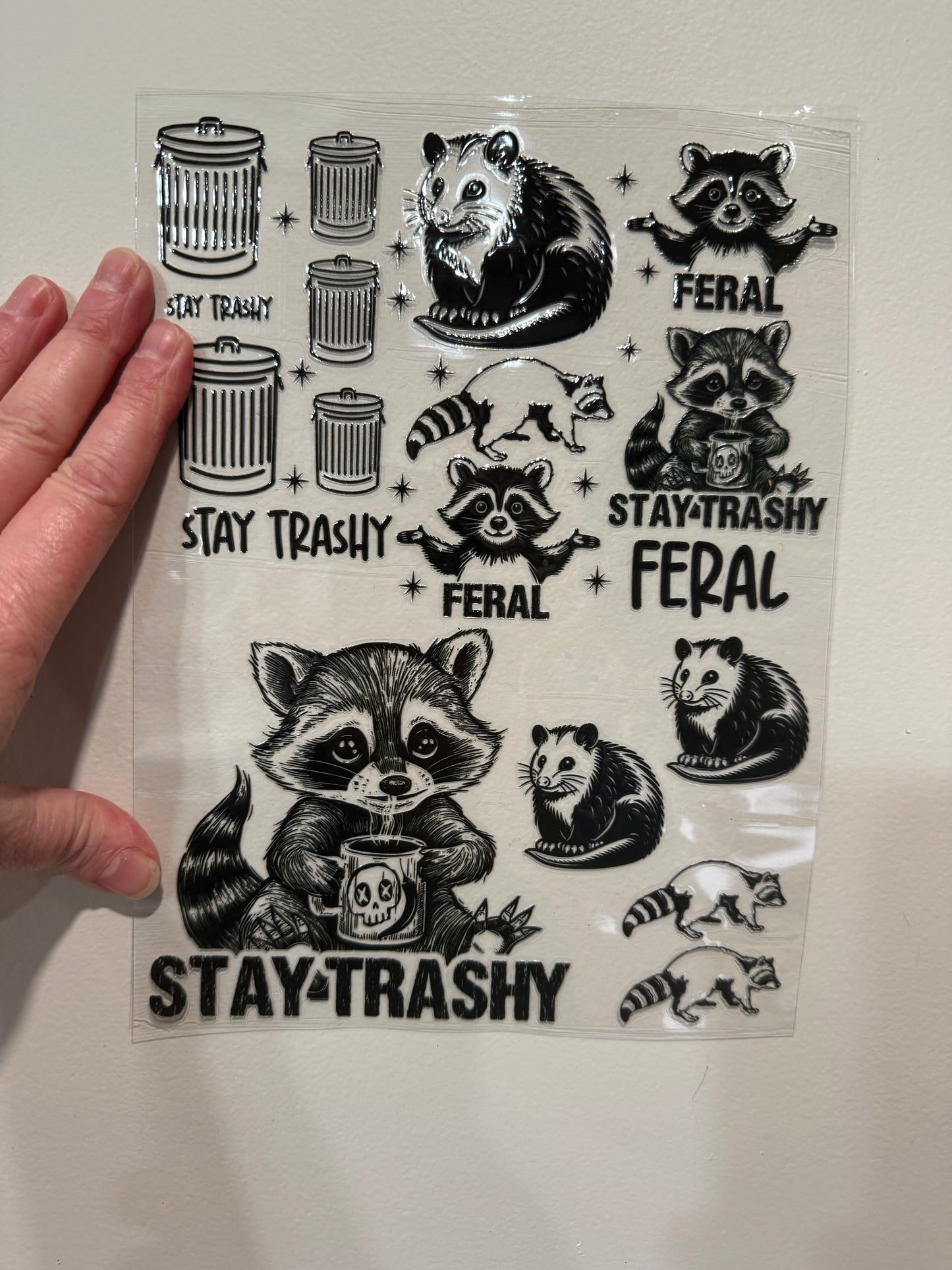 Stay Trashy Raccoon Clip Sheet - this sheet is intended to be cut up and placed using your own creative style.