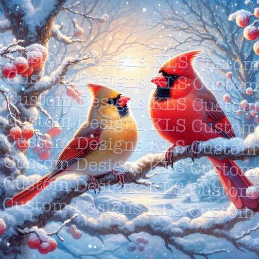 Winter Cardinals 20 Oz Skinny Permanent Vinyl
