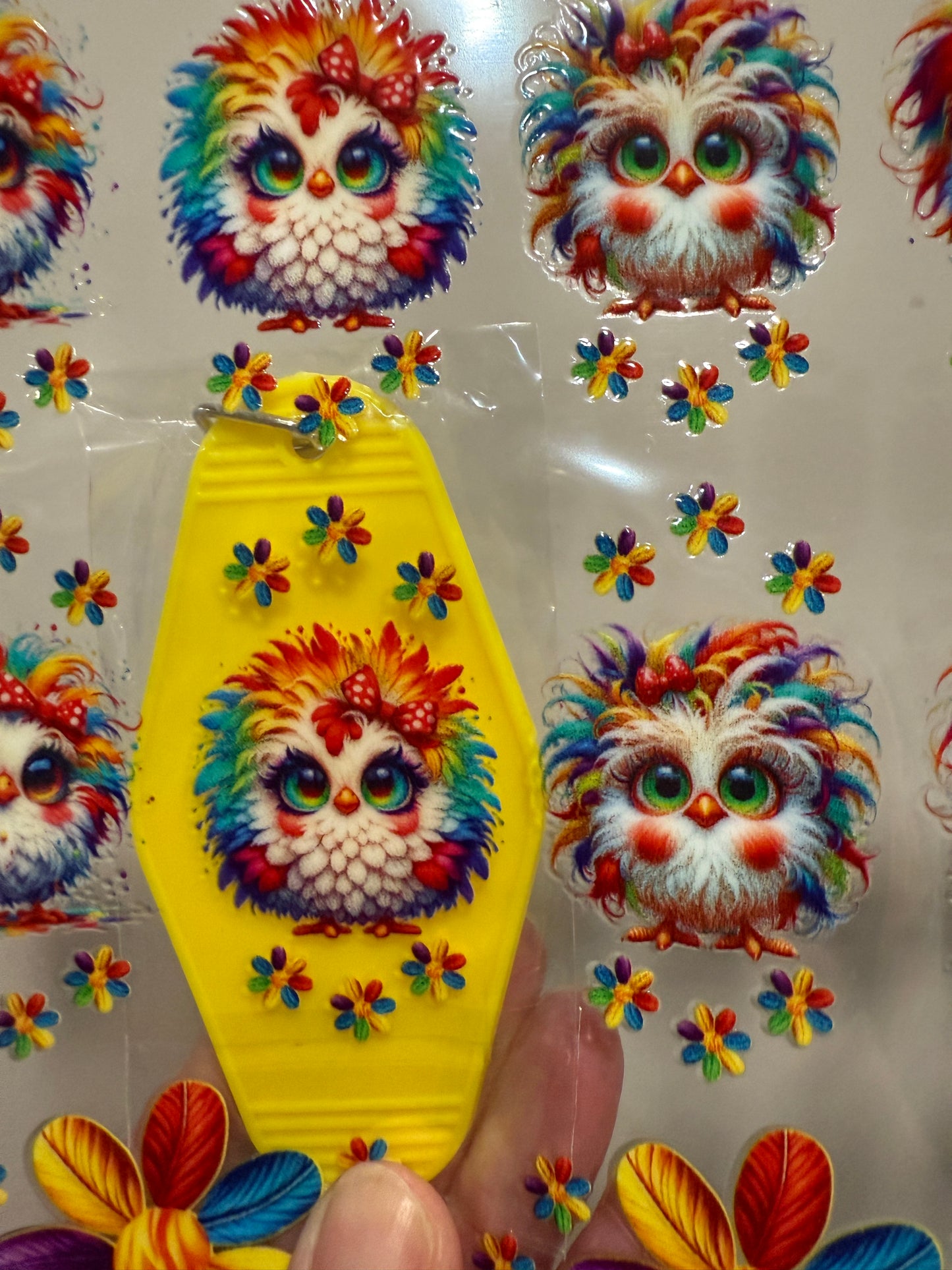 1B Keychain Colorful Chickens Clip Sheet - This sheet is intended to be cut up and placed using your own creative style.