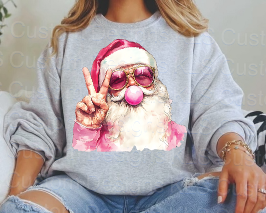 Pink Santa Bubble Gum Ready To Press DTF Print