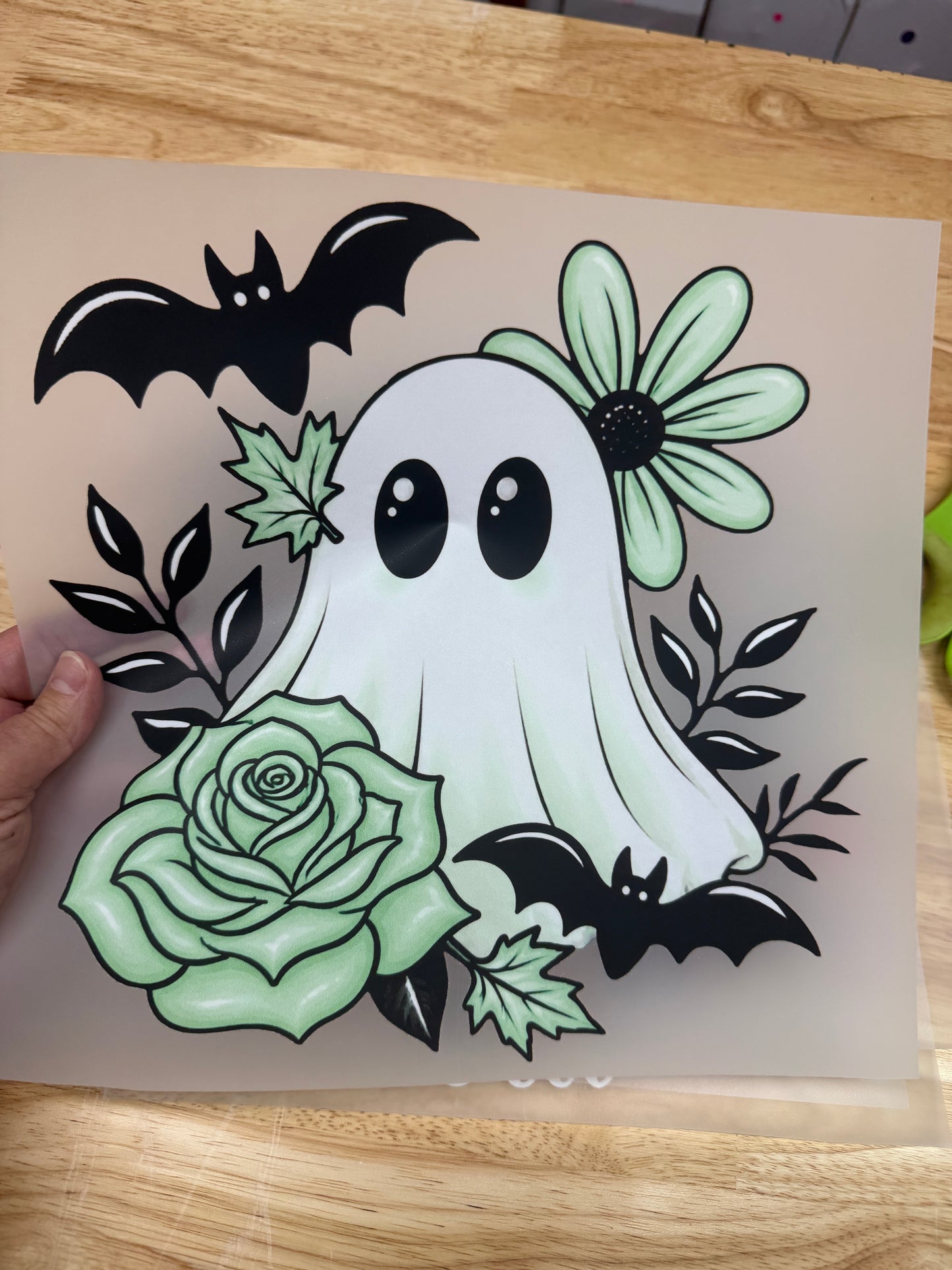 Ghost Roses w/ Bats Ready To Press DTF Print