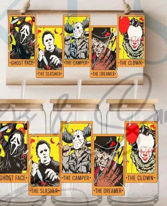 Y8 Color Horror Movie Characters UV DTF Wrap