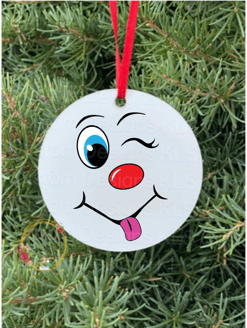 Ornament/Mini Snowman Face Button Nose 2” Decal