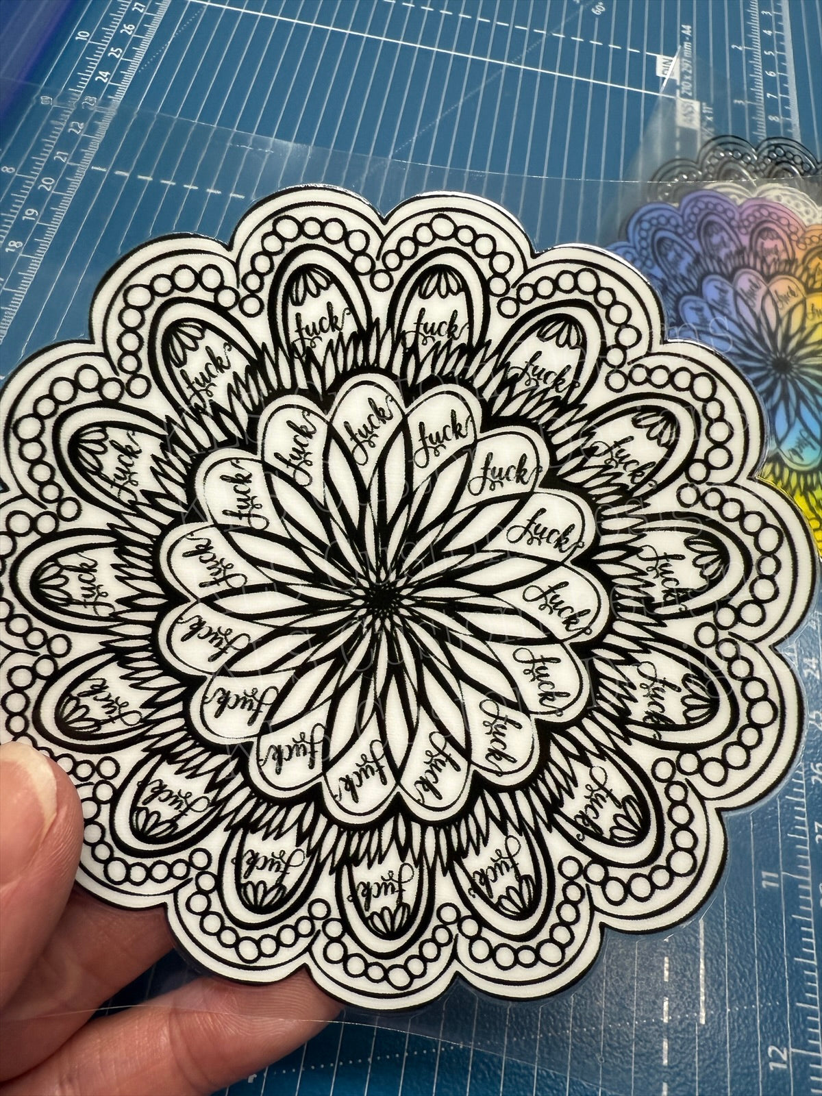 Hidden Messages Mandala Fuck 4”UV DTF Decal