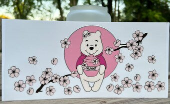 B7 Bear Cherry Blossoms Retro UV DTF Wrap