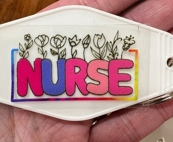 Keychain Floral Nurse UV DTF Decal