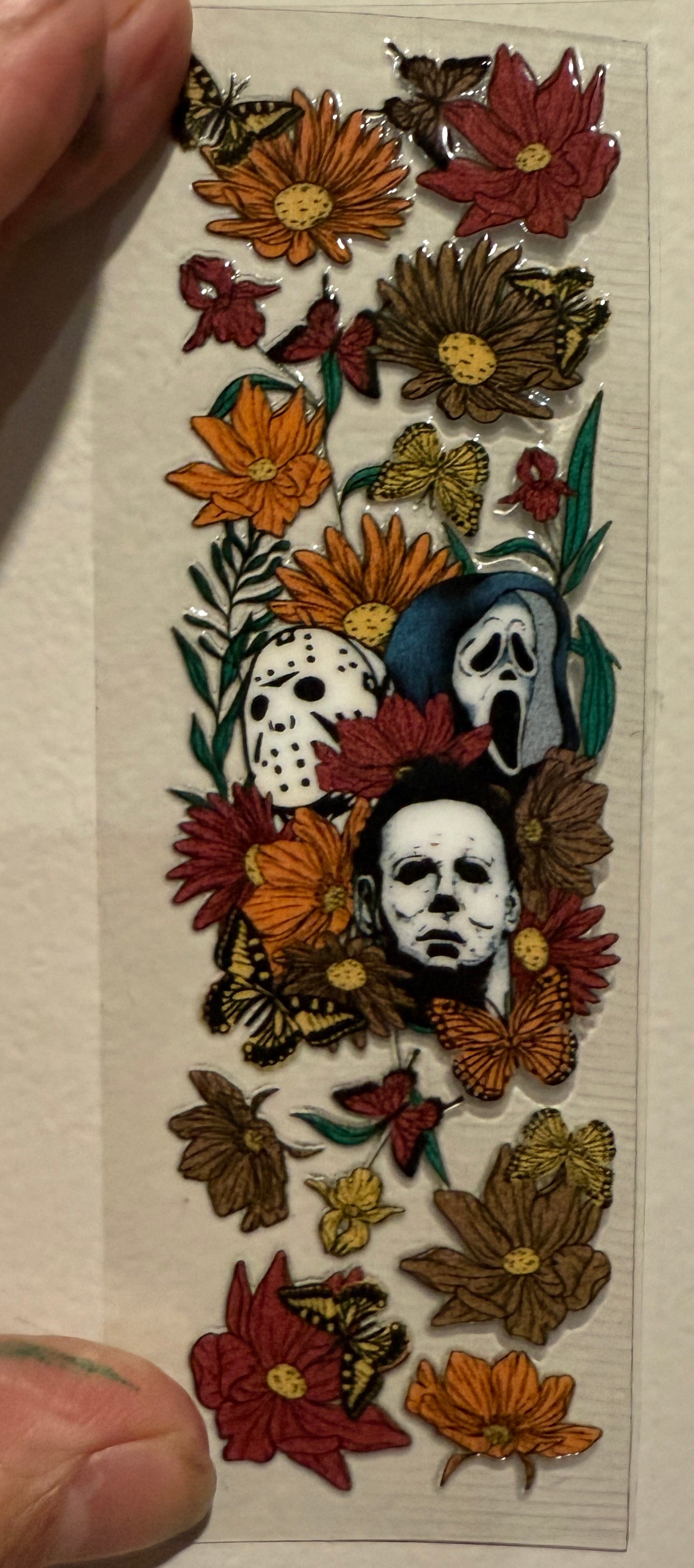 5P Horror Butterfly Floral Halloween UV DTF Pen Wrap